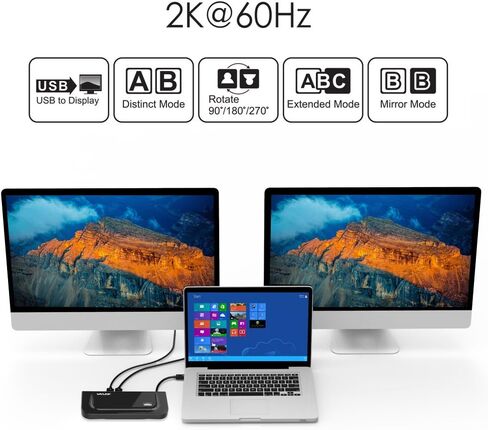 Wavlink Universal USB 3.0 Dual Video Docking Station with DVI/HDMI (up to 2048 × 1152), USB Hub, Quick Charging, Gigabit Ethernet, Audio, Mic, Supports for Windows Mac OS in Saudi Arabia