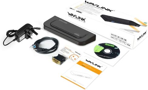 Wavlink Universal USB 3.0 Dual Video Docking Station with DVI/HDMI (up to 2048 × 1152), USB Hub, Quick Charging, Gigabit Ethernet, Audio, Mic, Supports for Windows Mac OS in Saudi Arabia