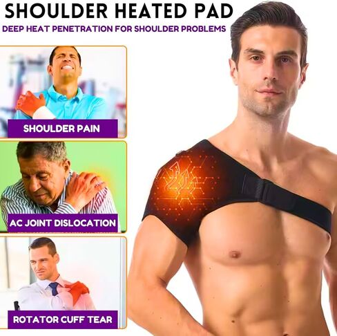لف وسادة تدفئة الكتف - 3 مستويات حرارة وسادة تدفئة للألم للكتف - وسادات حرارية كهربائية لتخفيف الكفة الدوارة الأكثر دفئًا in Kuwait