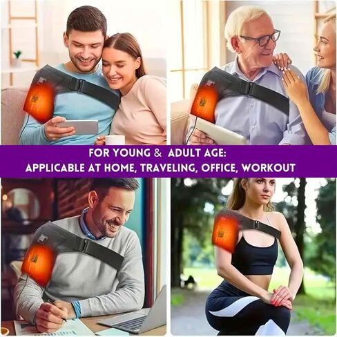 لف وسادة تدفئة الكتف - 3 مستويات حرارة وسادة تدفئة للألم للكتف - وسادات حرارية كهربائية لتخفيف الكفة الدوارة الأكثر دفئًا in Kuwait