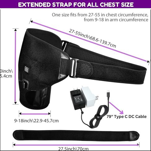 لف وسادة تدفئة الكتف - 3 مستويات حرارة وسادة تدفئة للألم للكتف - وسادات حرارية كهربائية لتخفيف الكفة الدوارة الأكثر دفئًا in Kuwait