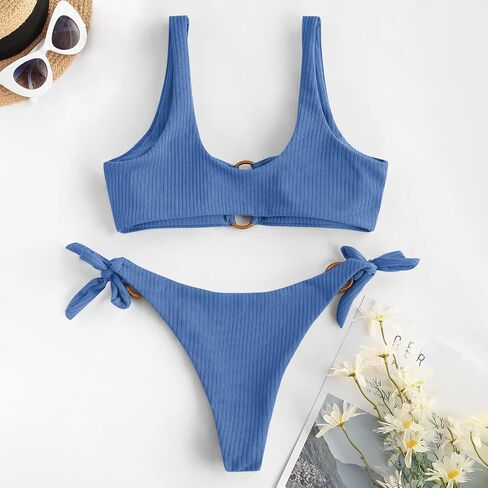 ZAFUL المرأة مضلع O-حلقة سلسلة بيكيني ملابس السباحة صفيق ثونغ ملابس السباحة قطعتين ثوب السباحة in Saudi Arabia