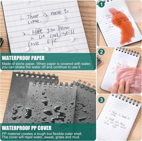 Qilery 12 Pcs Waterproof Notebook 3" x 5" All Weather Pocket Notepads Police Notepad Reporters Notebook Weatherproof White Spiral Notebook Steno Pads Spiral Memo Pads Journal Notepad for Outdoor in Saudi Arabia