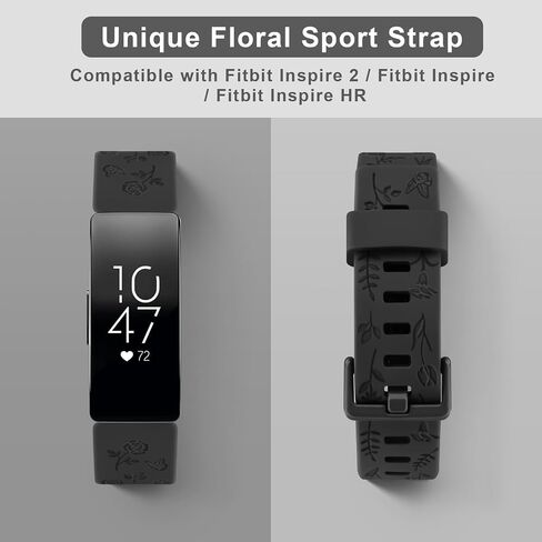 2 Pack Rose Butterfly Engraved Bands for Fitbit Inspire HR Bands/Fitbit Inspire Band/Fitbit Inspire 2 Bands for Women, Soft Elegant Floral Pattern Band Compatible with Fitbit Inspire HR/Inspire 2 in Saudi Arabia