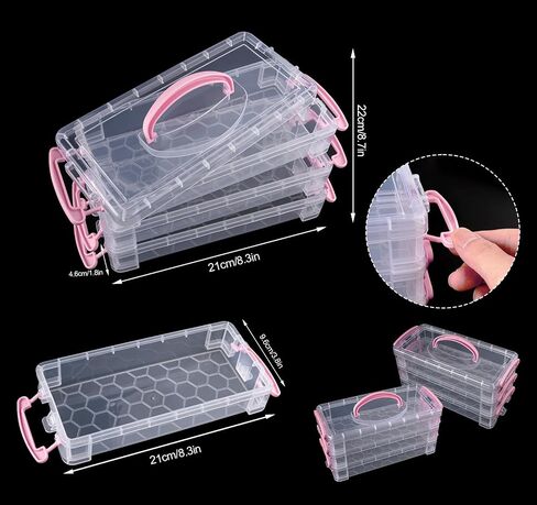 Pencil Box Plastic Storage Containers with Latching Lids Stackable Office Supplies Organizer with a Handle for Gel Pens Erasers Crafts Markers Crayon(2 x 3 Layer) in Saudi Arabia