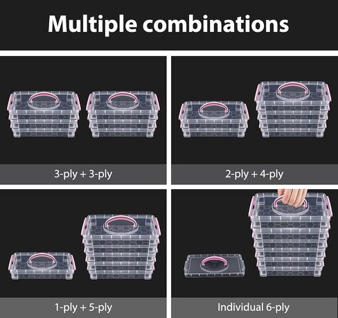 Pencil Box Plastic Storage Containers with Latching Lids Stackable Office Supplies Organizer with a Handle for Gel Pens Erasers Crafts Markers Crayon(2 x 3 Layer) in Saudi Arabia