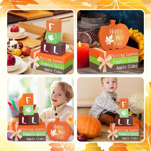 8 قطع من صينية الخريف المتدرجة ديكور الخريف الخشبي كومة الكتب ديكور اليقطين ديكورات الخريف للمنزل علامات طاولة خشبية 3 كتب صغيرة مزخرفة صناعية حزمة مزرعة ريفية لديكور المنزل في الخريف وعيد الشكر in Kuwait