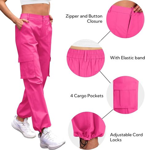 keriffe Women Cargo Pants High Waisted Lightweight UPF 50+ Travel Camping Casual Baggy Hiking Pants 4 Pockets in Saudi Arabia