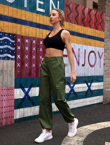 keriffe Women Cargo Pants High Waisted Lightweight UPF 50+ Travel Camping Casual Baggy Hiking Pants 4 Pockets in Saudi Arabia
