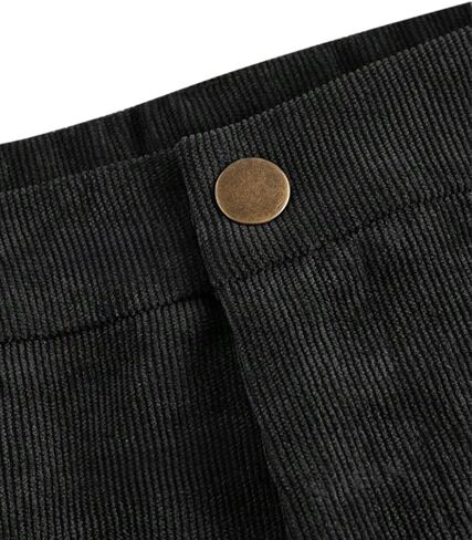 Women's Solid Patch Pocket Corduroy Mid Rise Wide Leg Pants Baggy Spring Break High Waist Button Detail in Saudi Arabia