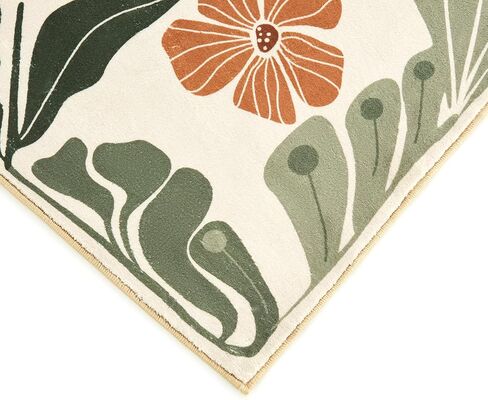 RoomTalks Cute Funky Bedroom Rugs Aesthetic Decor, 4x6 Washable Area Rug Non Slip Sage Green Boho Floral Botanical Rug Modern Abstract Throw Rug Accent Carpet for Living Room Kitchen Entryway Dorm in Kuwait