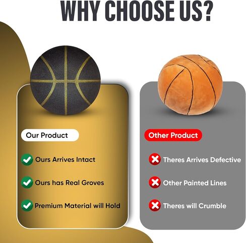 2024 ProVersion Silent Basketball - Indoor Basketball, Airless Basketball, Youth Basketball, Foam Basketball, Silent Basketball Dribbling Indoor, Size 7 (29.5"), Black & Gold in Saudi Arabia