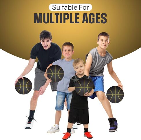 2024 ProVersion Silent Basketball - Indoor Basketball, Airless Basketball, Youth Basketball, Foam Basketball, Silent Basketball Dribbling Indoor, Size 7 (29.5"), Black & Gold in Saudi Arabia