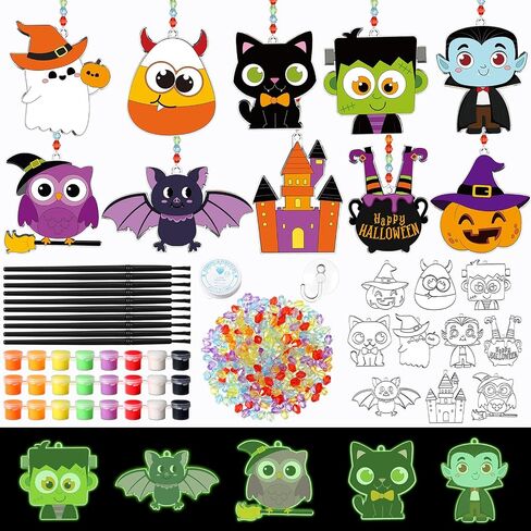 Dunzoom 30 Set Summer Window Art Suncatchers Kits Summer Beach Fruit DIY Suncatchers Craft Kits Make Your Own Suncatcher Paint Suncatchers Ornaments for Boys Girls Craft Painting Art Activity in Saudi Arabia