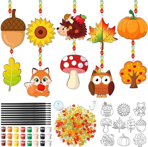 Dunzoom 30 Set Summer Window Art Suncatchers Kits Summer Beach Fruit DIY Suncatchers Craft Kits Make Your Own Suncatcher Paint Suncatchers Ornaments for Boys Girls Craft Painting Art Activity in Saudi Arabia