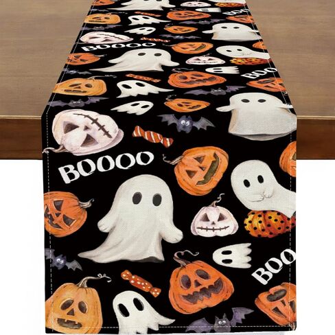 Baccessor Halloween Table Runner Spooky Pumpkins Spider Web Bat Runner for Table Kitchen Dinning Table Decor for Home Farmhouse Party Fall Festival Decor 13x72 Inch in Saudi Arabia