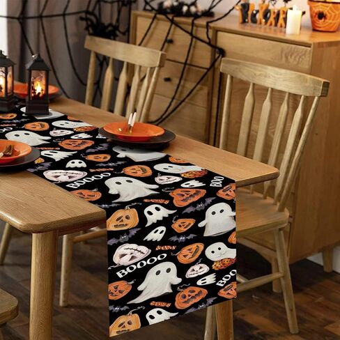 Baccessor Halloween Table Runner Spooky Pumpkins Spider Web Bat Runner for Table Kitchen Dinning Table Decor for Home Farmhouse Party Fall Festival Decor 13x72 Inch in Saudi Arabia
