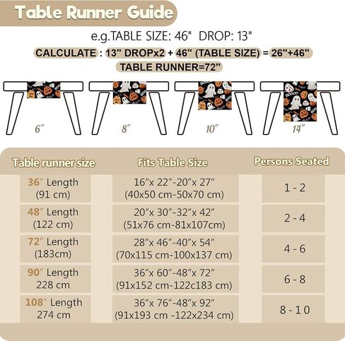 Baccessor Halloween Table Runner Spooky Pumpkins Spider Web Bat Runner for Table Kitchen Dinning Table Decor for Home Farmhouse Party Fall Festival Decor 13x72 Inch in Saudi Arabia