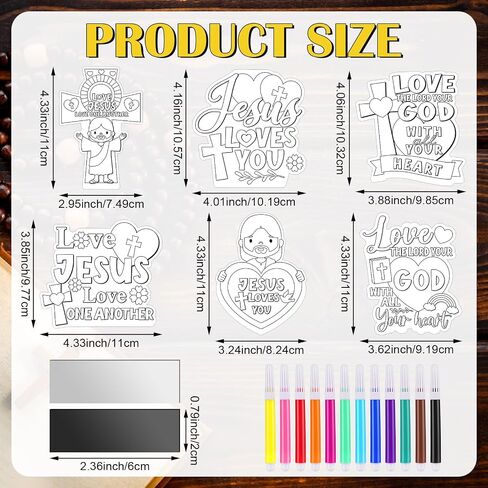 30 Sets Cross Crafts Color Your Own Jesus Loves Me Magnet for Kids DIY Christian Religious Coloring Cross Craft Ornaments for Sunday School Gift Party Supplies School Art Fun Home Activities in Saudi Arabia