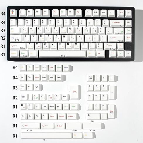 PBT Keycaps, 144 Keys Keycap Set, Beige Korean White Keycaps, Custom Keyboard Keycap Dye-Sublimation, Cherry Profile Keycaps for 65% 70% 75% 100% Gateron Cherry Mx Switches Mechanical Keyboard in Kuwait