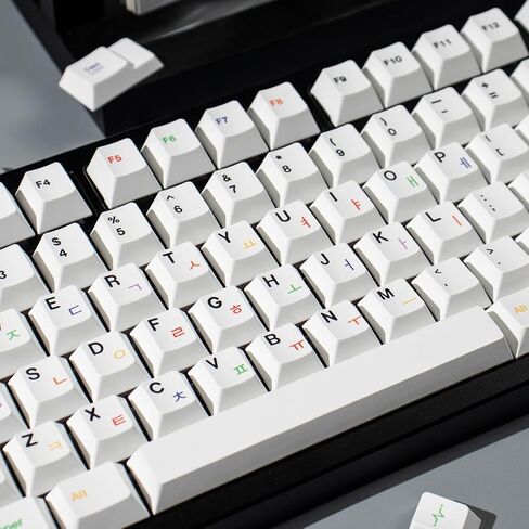 PBT Keycaps, 144 Keys Keycap Set, Beige Korean White Keycaps, Custom Keyboard Keycap Dye-Sublimation, Cherry Profile Keycaps for 65% 70% 75% 100% Gateron Cherry Mx Switches Mechanical Keyboard in Kuwait