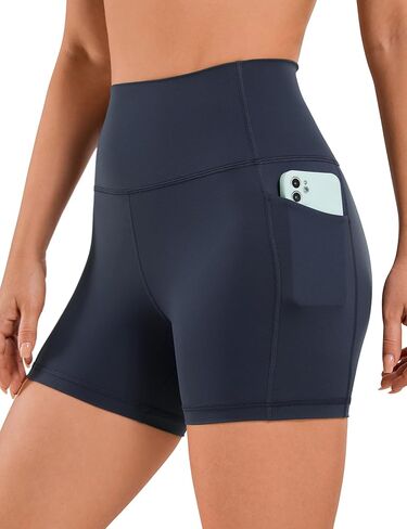 CRZ YOGA Women's Naked Feeling Biker Shorts - 4'' High Waisted Yoga Gym Spandex Shorts Side Pockets Grey Sage Small in Saudi Arabia