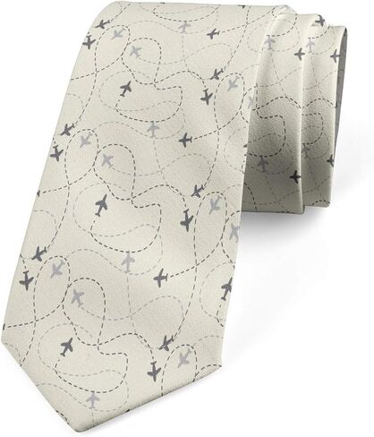 Ambesonne Bird Print Necktie, Pattern of Continuing Seagulls Flying over the Sea, 3.7", Sea Blue Charcoal Grey in Saudi Arabia