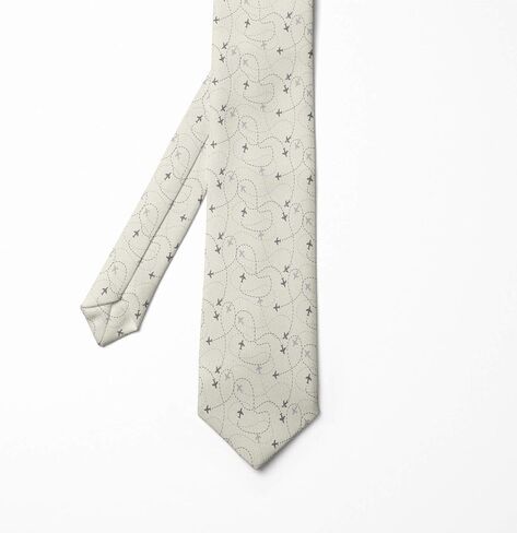 Ambesonne Bird Print Necktie, Pattern of Continuing Seagulls Flying over the Sea, 3.7", Sea Blue Charcoal Grey in Saudi Arabia