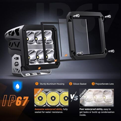 Nilight 3.2 Inch Square LED Pod Lights with DRL 20W 2510LM 10° Super Spot Light 16AWG Wiring Harness Kit for Auxiliary Offroad LED Driving Ditch Lights for Truck UTV ATV SUV 4x4, 5 Years Warranty in Saudi Arabia