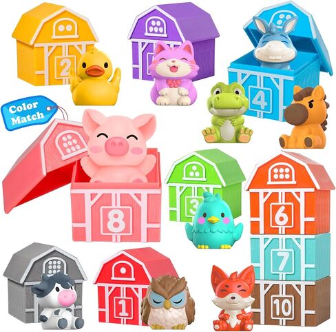 Oriate Sensory Learning Toys for Toddler Age 1,2,3, 20Pcs Safari Animal Learning Toy for Counting Sorting, Zoo Animals Educational Finger Puppets Stacking Montessori Toys, Babies Birthday Gift 12M+ in Saudi Arabia