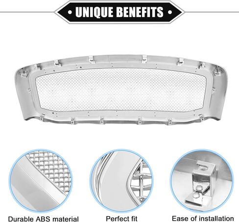 Mesh Front Hood Bumper Grille Grill Compatible for Dodge for Ram 1500/2500/3500 2006-2009, Durable, ABS, Gloss Black Front Bumper Upper Grill Grille in Saudi Arabia