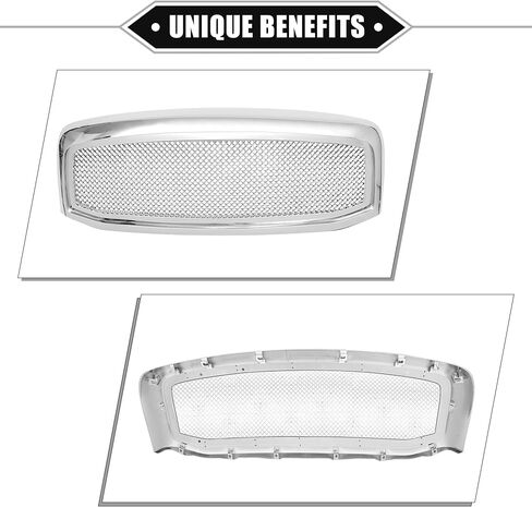 Mesh Front Hood Bumper Grille Grill Compatible for Dodge for Ram 1500/2500/3500 2006-2009, Durable, ABS, Gloss Black Front Bumper Upper Grill Grille in Saudi Arabia