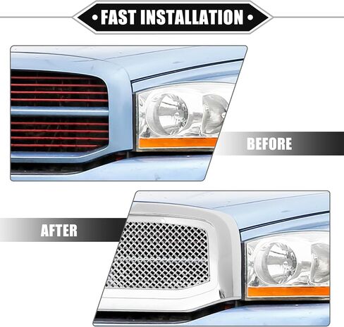 Mesh Front Hood Bumper Grille Grill Compatible for Dodge for Ram 1500/2500/3500 2006-2009, Durable, ABS, Gloss Black Front Bumper Upper Grill Grille in Saudi Arabia