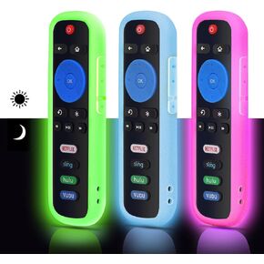 4Pack Case fit for Roku, Glow Remote Cover Battery Cover Compatible with TCL Roku Smart TV Steaming Stick Remote Silicone Protective Controller Silicone Sleeve