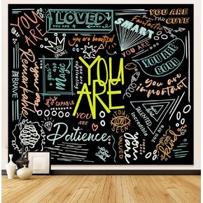 TVTLTVT Quote You Are Wall Tapestry,Classroom Positive Kids Backdrop Decorations,Inspirational Positive Wall Hanging,Motivational Elementary Black Aesthetic Banner,59 x 51 Inch