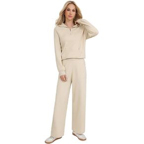 Totatuit 2 Piece Sweatsuits For Women Lounge Sets Travel Outfits Tracksuits Oversized Wide Leg Sweatpants Matching Set