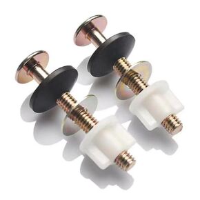 2Pcs Universal Toilet Seat Screws, Steel Heavy Toilet Seat Hinge Bolts with White Plastic Nuts, Metal Washers and Rubber Washers, Replacement Parts for Top Mount Toilet Seat Hinge