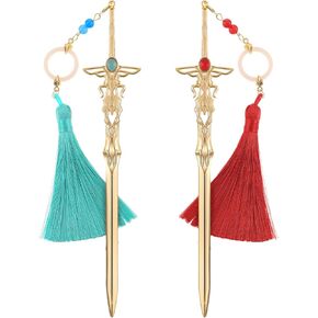 Antique Swords Bookmark Sword Katana Bookmarks with Pearls Decoration Chinese Metal Bookmarks for Book Lovers Unique Gift Reading Crafting DIY