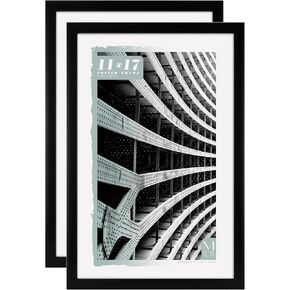 MCS Gallery Foundation Poster Frame, Picture Frame For Wall Art, Black, 11 x 17 Inch, 2-pack