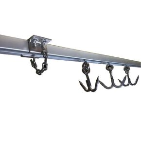 Byson Sliding Rail System for Meat Hanging, 1 m Anodized Aluminum Rail, 2 Support Clamps