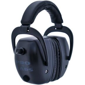 Pro Ears - Pro Tac Mag Gold - Military Grade Electronic Hearing Protection and Amplification - NRR 30 - Range Ear Muffs - Lithium 123a Batteries - Black, Adult, (GSPTMLBLACK)