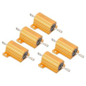 PATIKIL 25W 12 Ohm Aluminum Shell Resistor, 5 Pack Aluminum Housing Resistor Housed Case Wirewound Resistors Screw Tap Power Resistor 5% Tolerance, Golden