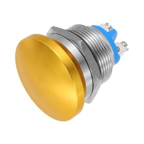 MECCANIXITY 1PCS 5A 250V AC 22mm 7/8" Momentary Mushroom Head Push Button Switch Gold 1NO Waterproof IP65 SPST Installing Domed Round 2 Screw Foot Switch