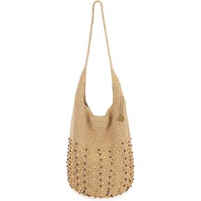 The Sak 120 Hand-Crochet Crossbody Bag, Large Purse with Convertible Straps, Natural