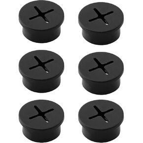 6PCS Cable Cord Grommet 1 Inch Flexible Silicone Cable Hole Cover Desk Grommets for Table and Other Furnitures Hole Cover, Wire Pass Through (Silicone-black)