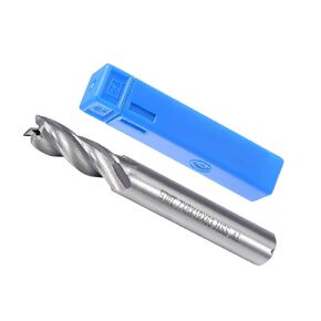 4-Flute Spiral End Mill Bits, 7mm Diameter 19mm Length, High Speed Steel Straight Milling Cutter with Storage Case- (Applications: for Plywood Hardwood Plastic),