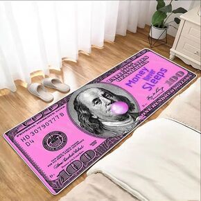 100 Dollar Bill Rug Long Runner Rug for Hallway USA Money Rug Area Non-Slip Large Floor Carpet Washable Kitchen Indoor Rug (Money Never Sleeps)
