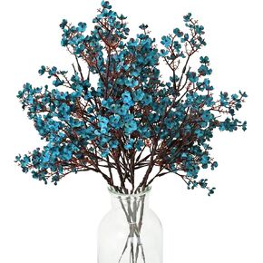 ONLY ART 6 Bundles Peacock Flowers Silk Babys Breath Artificial Flowers 19.7" for Home Kitchen Wedding Party Decorations (Vase Not Include)