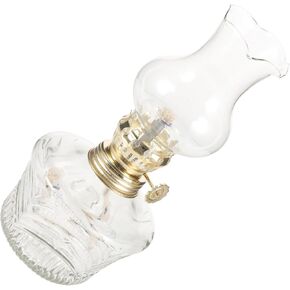 HOMSFOU Chamber Oil Lamp Clear Vintage Glass Kerosene Lamp Decorative Hurricane Lamp Antique Rustic Oil Lantern Emergency Lighting Butter Lamp Night Light