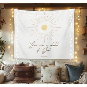 OXW Bible Verse Christian Tapestry Wall Hanging - Scripture Wall Art Decor, You are a Child of God, Christian Wall Blanket Sunshine Decor for Kids Nursery Bedroom Prayer Room Church, 50x60 Inch